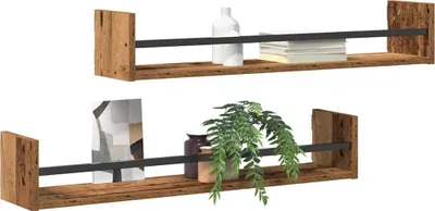 Produktbild von "Winterschlussverkauf "Schweberegal schlichte Design - Hängeregal 10Kg belastbar - Wandregal Wandmontiert 2 pcs Altholz 80x16x14 cm NeuMöbel 2094775