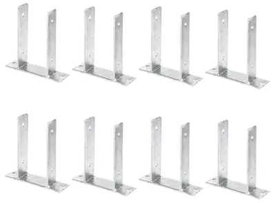 Zdjęcie produktu dla Alberts 8 x wsporniki słupków w kształcie litery U, do przykręcenia, do słupków drewnianych 101 mm, wysokość 200 mm, ocynkowane ogniowo