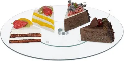 Image de Plateau tournant pour gâteau - Diamètre 30 cm - Service et décoration - Mariage et fête - Plateau à gâteau rond - Verre transparent