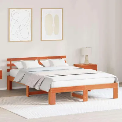 Produktbild von Möbel Bettrahmen Wachsbraun 160 x 200 cm Massives Kiefernholz - Klassische Betten &60501