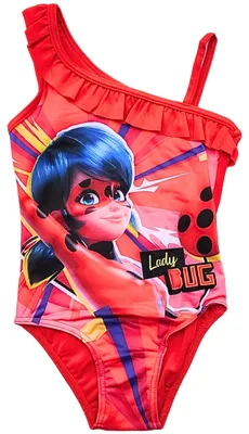 Produktbild von Badeanzug mit Rüschendetails Miraculous Ladybug Rot 104 cm