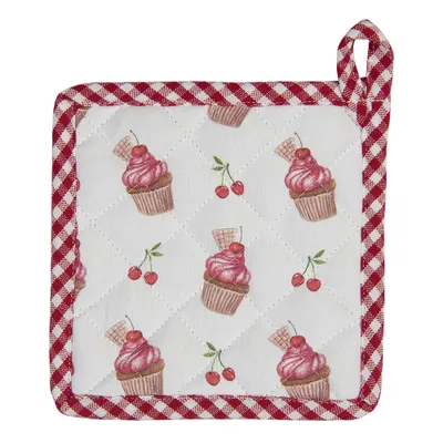 Obrázok produktu pre Clayre & Eef Detská chňapka 16x16 cm Červená ružová bavlnená chňapka