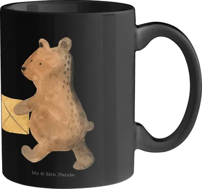 Produktbild von Mr. & Mrs. Panda Kaffeebecher Bär Zuhause - Schwarz - Geschenk, Teddy, Trinkbecher, Kaffeetasse, Tasse, Einzugsgeschenk Einzug Neues Haus Neue Adresse Umzug Umziehen