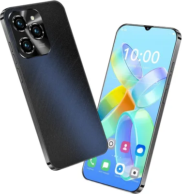 A product shot of a smartphone, showing both the front and back.
