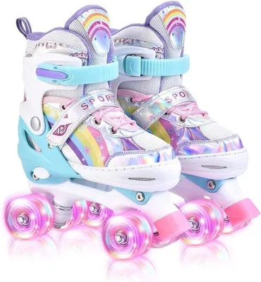 Produktbild von Famanu Rollschuhe mit LED-beleuchteten Rädern - Verstellbar für Mädchen (Größe 31-42)