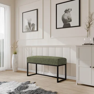 Produktbild von Moder Moderne gepolsterte Sitzbank mit stabilem Metallgestell – ideal für Flur, Schlafzimmer, Wohnzimmer oder Ankleidezimmer. 80 CM