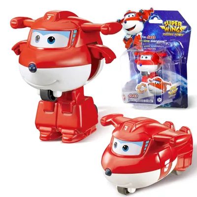 Produktbild von Super Wings Transformations-Flugzeug Jett, 2 in 1 Action Figur, 5 cm 2 Zoll – Mini-Format Flugzeug-Roboter-Spielzeug, Transformable Spielzeug für Jungen und Mädchen ab 3 Jahren