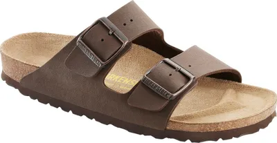 Produktbild von Birkenstock Arizona Damen , Herren Pantolette Birko-Flor Nubuk, Farbe:Mocca, Größe:40, Weite:Schmal