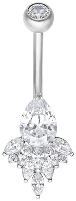 Produktbild von Wildcat Bauchnabelpiercing - Oriental Bananabell  aus Titan Grad 23, Körperstelle: Bauchnabel, Länge: 10,0mm, Silber-Kristallklar