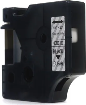 Produktbild von JetWorld Dymo D1 Ersatzband Schwarz auf Transparent 6mm x 7m LM100, LM100+, LM200, LM300, LM400, LM420P, LM350, LM350D, LM360D, LM450D, LM260P, LM120P, LM500TS, LM160, LM210D, LM280, LM150, LM220 (43610) (S0720770)