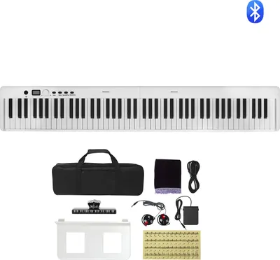 Produktbild von SucceBuy 88-Tasten-Klavier mit klappbarer Tastatur, Bluetooth und MIDI, tragbares elektronisches digitales faltbares Klavier mit Sustain-Pedaltasche, berührungsempfindlichen Tasten und Kopfhörern