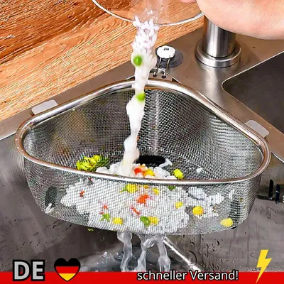 Produktbild von Spülbecken Abfluss Sieb Edelstahl Dreieckig Küchensieb