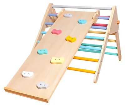 Produktbild von Pikler-Dreieck GINGER HOME 2-in-1-Holzschaukel und Rutsche