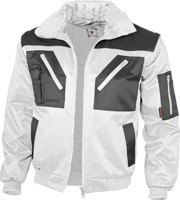 Produktbild von Qualitex Pilotenjacke - modische 4-in-1 Arbeitsjacke aus Mischgewebe - ideale Übergangsjacke - in Farbe: weiß/grau - Herren: S - Damen: 36