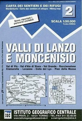 Image de Carta n. 2 Valli di Lanzo e Moncenisio 1:50.000. Carta dei sentieri e dei rifugi