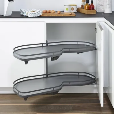 Produktbild von Kesseböhmer LeMans II anthrazit links ausschwenkend für Eckschrank mit 45 cm Türbreite und lichter Schrankhöhe von 650 - 800 mm Eckschrankauszug Schwenkauszug