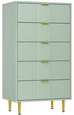 Produktbild von Kommode mit 5 Schubladen 60 x 40 x 112 cm Olivgrün