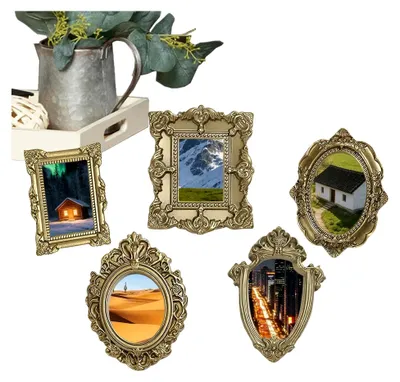 Produktbild von Mini Vintage Bilderrahmen | 5-teiliges Set aus Vintage-Harz für Fotografie und Dekoration