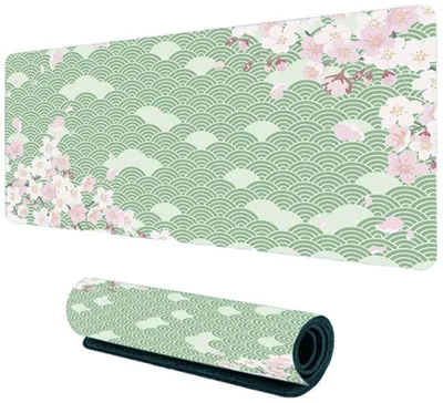 Productafbeelding van Azomor® Grote, antislip bureaubladbeschermer met kersenbloesemmotief, geschikt voor thuis en op kantoor