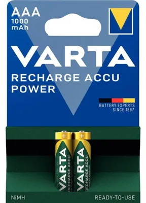 Varta Akku NiMH, Micro AAA, Recharge Power, vorgeladen, HR03, 1.2V, 1000mAh, 2 Akkus