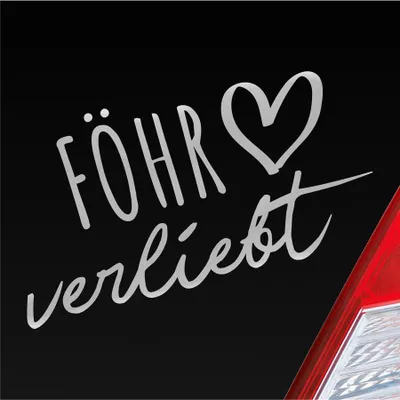 Produktbild von Auto Aufkleber Föhr verliebt Herz Insel Nordsee Liebe Car 19x10 cm Silber Sticker Heckscheibenaufkleber