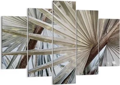 Produktbild von Bild auf Leinwand - Leinwandbild - 5 Teile - Blatt Palme Natur - 150x100cm - Wand Bild - Wanddeko - Wandbilder - Leinwanddruck - Bilder - Wanddekoration - Leinwand bilder - Wandbild - EA150x100-5056
