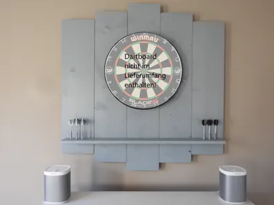 Produktbild von WOODEN Dartboard Surround | Grau | OHNE Tablet Halter | Premium Dart-Wandschutz & Tablet-Halter (Catchring, Backboard)