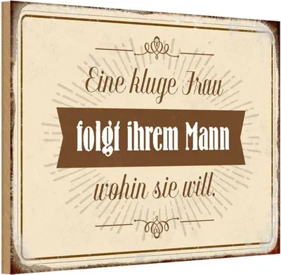 Produktbild von vianmo Holzschild 20x30 cm kluge Frau folgt ihrem Mann Männer Frauen