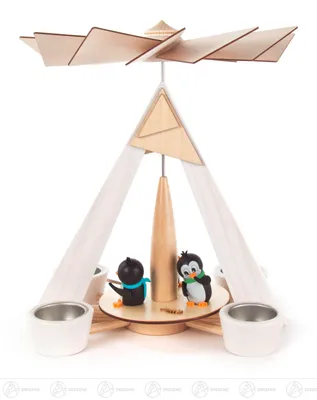 Obrázok produktu pre Pyramída s tučniakmi biela, na čajové sviečky ŠxVxH 245 x 290 x 245 mm NOVINKA
