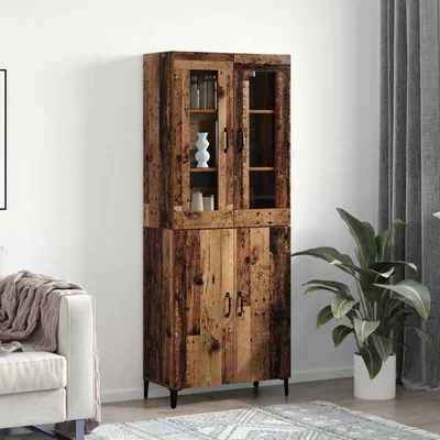 Zdjęcie produktu dla VidaXL Wysoka szafka, 2 sztuki, drewno z odzysku, 69,5 x 34 x 180 cm, płyta wiórowa