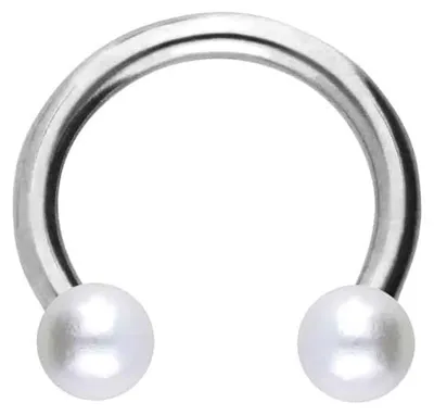 Produktbild von Ohrpiercing, Nasenpiercing, Septum Piercing Chirurgenstahl Hufeisenring SYNTHETISCHE PERLEN Farbe: Silber + Perlengröße: 3mm Innendurchmesser: 7mm + Stabstärke: 1,2mm