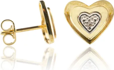 Produktbild von Ohrstecker 333 Gelbgold Herz mit Diamanten 0,005ct