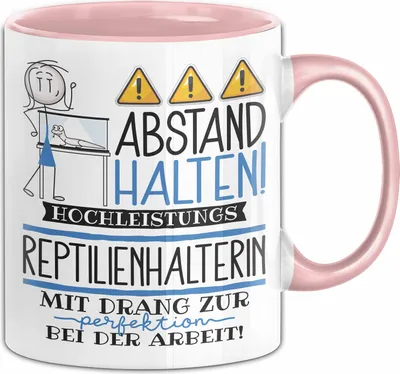 Produktbild von Reptilienhalterin Tasse Geschenk Lustig Abstand Halten Hochleistungs-Reptilienhalterin Mit Drang Zur Perfektion Bei Der Arbeit (Rosa)