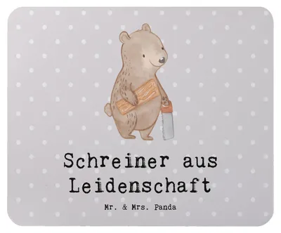 Produktbild von Mr. & Mrs. Panda Mousepad Schreiner Leidenschaft - Grau Pastell - Geschenk, computer mauspad, Mouse Pad, pc