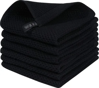 Produktbild von Moosfor Geschirrtücher Schwarz 6er Set 30x30 cm Saugfähig Fusselfrei