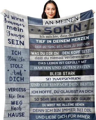 Produktbild von Sohn Geschenk Decke 150x130CM Flanell-Fleece 100% Polyester Gemütliche Kuscheldecke