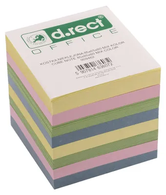 Image de Bloc-notes D.RECT, 85 x 85 x 80 mm, environ 750 feuilles, assortiment de couleurs pastel