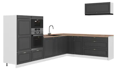 Produktbild von Eckküche Vicco Fame-Line Anthrazit-Gold Landhaus/Weiß 327 x 227 cm, AP Eiche, Model 64413