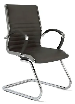 Immagine prodotto di VERSEE Montreal sedia per visitatori in pelle marrone - sedia ergonomica per conferenze e sedia a sbalzo, robusta sedia in vera pelle fino a 150 kg