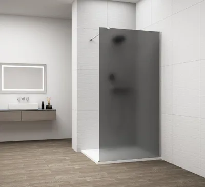 Produktbild von Polysan ESCA CHROME Dusch-Glasteil, Wandmontage, graues matt Glas, 1500 mm