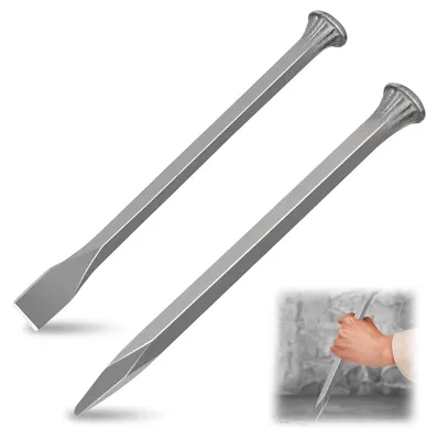 Produktbild von Meißel Steinmeißel Spitzmeißel - 2-teilig - 25 cm - Hochkohlenstoffstahl - Flachmeißel 2,5 cm