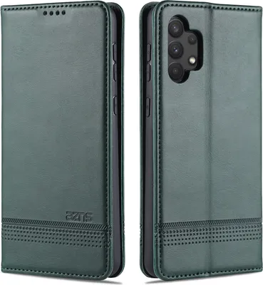 Produktbild von LaimTop LederHülle für Samsung A32 4G, Klapphüllen Brieftasche Magnetverschluss Ständer Schutzhülle für Samsung Galaxy A32 4G Grün