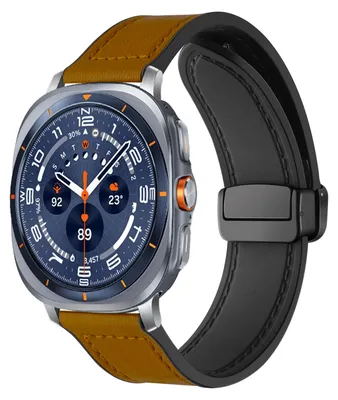 Produktbild von By Qubix Leder + Silikonarmband - Braun - passend für Samsung Galaxy Watch Ultra - 47 mm
