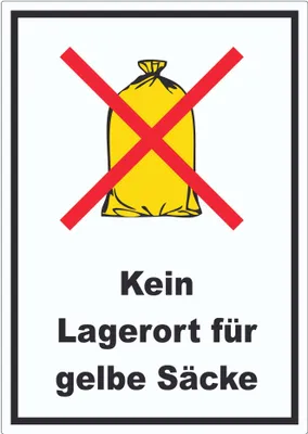 Produktbild von Kein Lagerort für Gelbe Säcke Aufkleber A1 (594x841mm)
