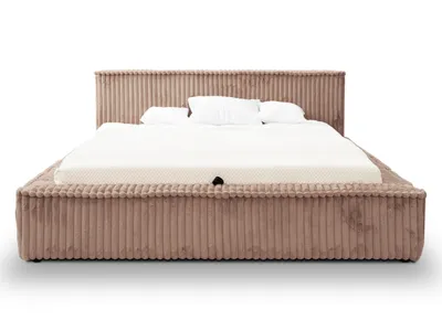 Produktbild von GRAINGOLD Schlafzimmerbett 180x200 Lago - Lattenrost, Kopfteil, Cordstoff - Doppelbett mit Bettkasten - Polsterbett - Braun - Vito 35