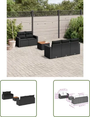 Produktbild von The Living Store 6-tlg. Garten-Sofagarnitur mit Kissen Schwarz Poly Rattan