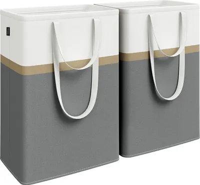 Produktbild von Wäschekorb Set von 2 - 75 l faltbar mit Handgriffen - schiefergrau LCB208G01