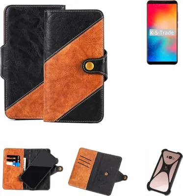 Produktbild von K-S-Trade Handyhülle Schutzhülle Bookstyle Case Wallet-Case kompatibel mit Vernee Apollo 2 Handy Cover Bumper Klapphülle schwarz hellbraun 1x