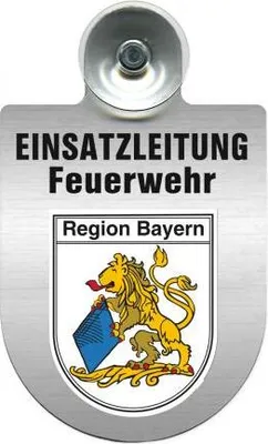 Produktbild von Einsatzschild Windschutzscheibe incl. Saugnapf - Einsatzleitung Feuerwehr - 309476 - incl. Regionen nach Wahl Color - Region Bayern