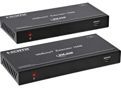 Produktbild von InLine 57886C, 3840 x 2160 Pixel, AV-Sender & -Empfänger, 150 m, Kabelgebunden, Schwarz